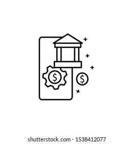 Online banking dollar icon. Simple line, outline vector of mobile payment icons for ui and ux, website or mobile application
