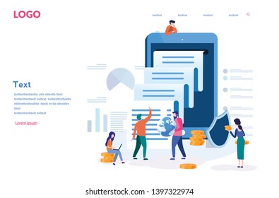 Online banking, electronic mobile payment, notice of payment, vector flat illustration, Concept for web page, banner, presentation, social media, documents, cards, posters.