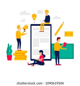 Online banking, electronic payments, money, coins. Flat illustration isolated on white background.