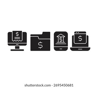 Ilustración vectorial de íconos de banca en línea y finanzas en línea