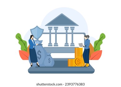 Online banking and financial investment concept. Online banking with smart phone. Digital technology. Flat vector template illustration of money transfer online application landing page website.
