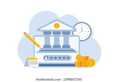 Online banking flat illustration template