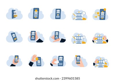 Online banking flat illustration template
