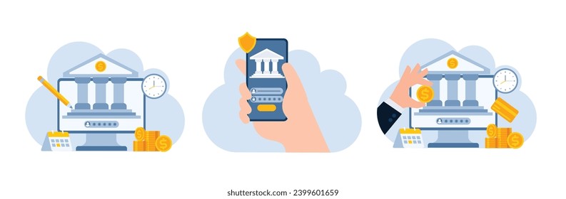 Online banking flat illustration template