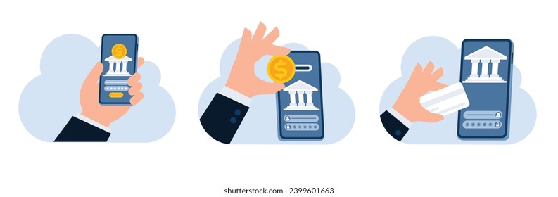 Online banking flat illustration template
