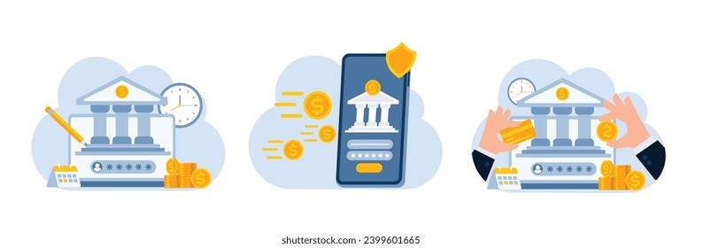 Online banking flat illustration template