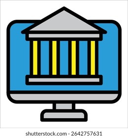 Elemento de icono de banca en línea para diseño