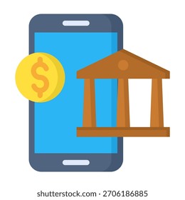 Ilustración vectorial de diseño plano de icono de banca en línea