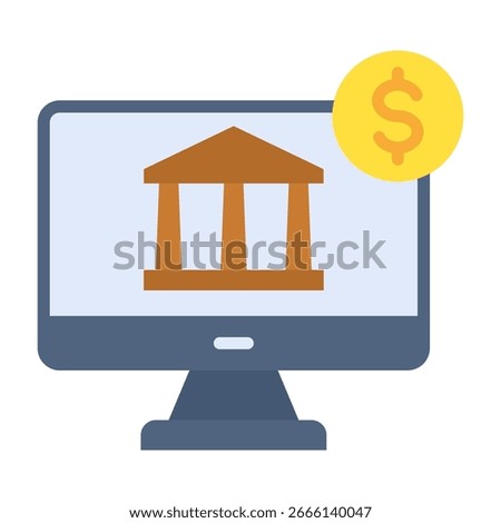 Online Banking Icon Flat Design Vector Illustration