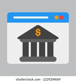 Das Online-Banking-Symbol im flachen Stil über den Browser, verwenden Sie für die Website Mobile App Präsentation