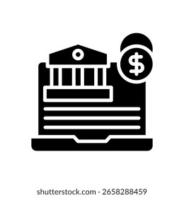 Ilustração de vetor de glifo de ícone do Online Banking