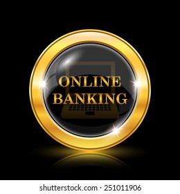 Online banking icon. Internet button on black background. EPS10 vector 