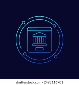 online banking icon, linear design