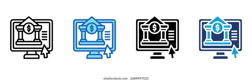 Online Banking icon Multi Style Vector Illustration