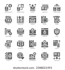 Online Banking Icon pack for your website, mobile, presentation, and logo design. Online Banking Icon solid design. Vector graphics illustration and editable stroke.