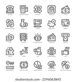 Online Banking Icon pack for your website, mobile, presentation, and logo design. Online Banking Icon outline design. Vector graphics illustration and editable stroke.