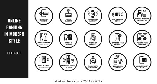 Online banking icon set vector