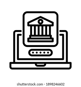 Icono de banca en línea. Diseño sencillo. Vector de línea. Aislar sobre fondo blanco.