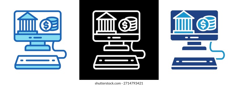 Online Banking Icon triplestyle Vector Illustration