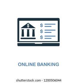 Online Banking icon in two colors design. Pixel perfect symbols from personal finance icon collection. UI and UX. Illustration of online banking icon. For web design, apps, software and printing.