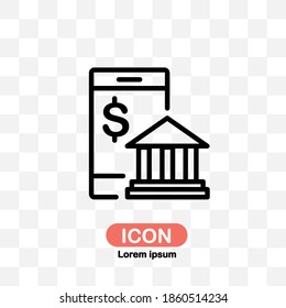 Icono de banca en línea aislado en fondo transparente.