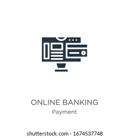 Icono de la banca en línea vector. Icono moderno de banca plana en línea de la colección de pagos aislado en fondo blanco. La ilustración vectorial se puede utilizar para diseño gráfico web y móvil, logotipo, eps10