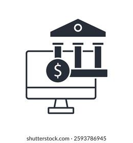 online banking icon. vector.Editable stroke.linear style sign for use web design,logo.Symbol illustration.

