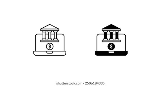 Icono bancario en línea con fondo blanco Vector Ilustración de stock