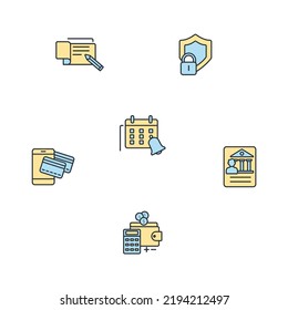 Icons für Online Banking setzen. Online-Banking-Paket-Symbol, Vektorelemente für Infografiken im Web