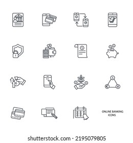 Online banking icons set . Online banking pack symbol vector elements for infographic web