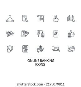 Online banking icons set . Online banking pack symbol vector elements for infographic web