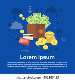 Online Banking Internet Electronic Payment Money Credit Card Wallet Business Web Banner Flat Vector Illustration