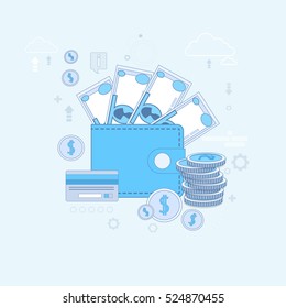 Online Banking Internet Electronic Payment Money Credit Card Wallet Vector Illustration