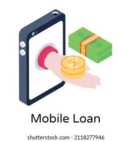 Icono isométrico de banca en línea, vector modificable 