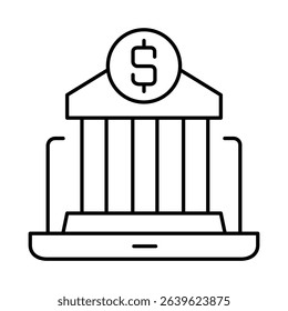 Online Banking Line Icon. E-learning, Education, Teaching, Online Study Icons Editable Stroke Vector Illustration