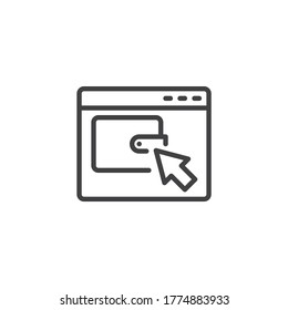 Online Banking Linie Symbol. lineares Stilzeichen für mobiles Konzept und Webdesign. Vektorsymbol der Webseite und der Brieftasche. Symbol, Logo-Abbildung. Vektorgrafik