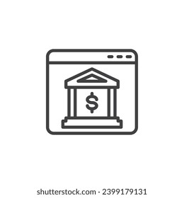 Online Banking Linie Symbol. lineares Stilzeichen für mobiles Konzept und Webdesign. Webseite mit Vektorsymbol für die Kontur. Symbol, Logo-Abbildung. Vektorgrafik