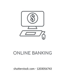 Online banking linear icon. Online banking concept stroke symbol design. Thin graphic elements vector illustration, outline pattern on a white background, eps 10.