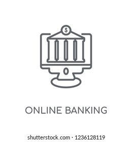 Online banking linear icon. Modern outline Online banking logo concept on white background from Cryptocurrency economy and finance collection.