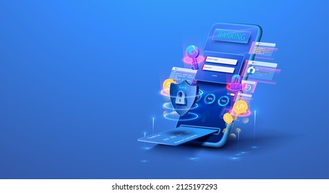 Online banking, login, protection, The concept of a smart wallet with an application for payment by credit and debit cards. Gadget of future, smartphone payment technology. Online payment, security - Shutterstock ID 2125197293