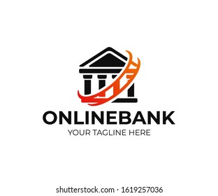 Online Banking, Logo Design. Bank, Internet Banking, Finance And Financial, Vector Design And Illustration