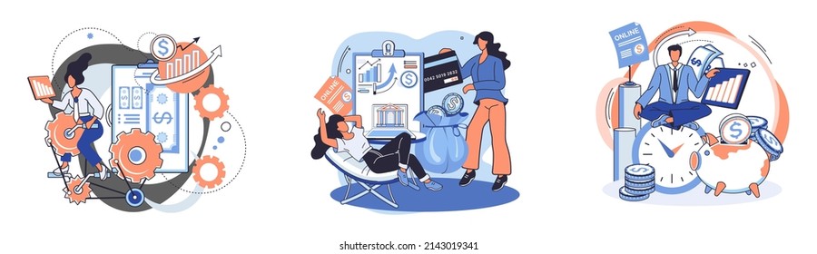 Online banking metaphor, financial consulting, saving account. Mobile payment, cash transactions. Mobile money transfer app. E-money, bank deposit. Digital wallet. Cash investment, payment processing
