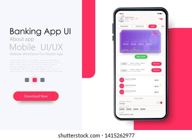Online Banking Mobile Apps UI, UX, GUI set with wallet, shopping, my Account, fund Transfer,  bill payment, products details. Mobile banking interface vector template. Online payment. E-payment screen