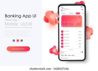 Online Banking Mobile Apps UI, UX, GUI set with wallet, shopping, my Account, fund Transfer,  bill payment, products details. Mobile banking interface vector template. Online payment. E-payment screen