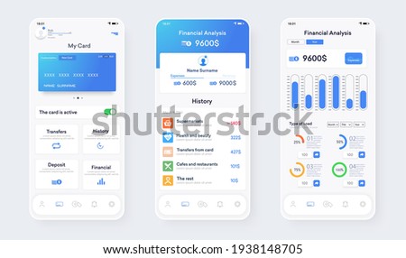 Online Banking Mobile Apps UI, UX, GUI set with wallet, shopping, my Account, fund Transfer, bill payment, products details. Mobile banking interface vector template. Online payment. E-payment screen