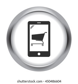 Online banking mobile cart simple icon on background