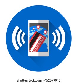 Icono de teléfono inteligente de pago móvil de banca en línea Ilustración de vectores planos