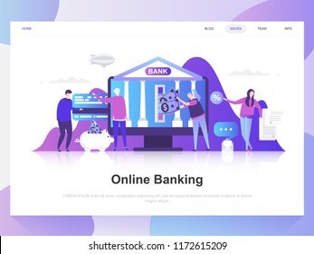 Online banking modern flat design concept. Landing page template. Modern flat vector illustration concepts for web page, website and mobile website. Easy to edit and customize.