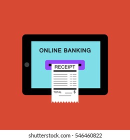 Online banking, money transaction, payment receipt, internet banking flat illustration