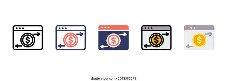 Conjunto de Ícones de Vários Estilos de Banco Online